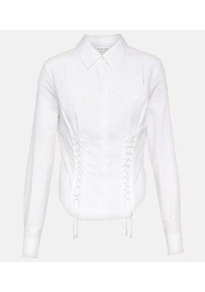 Marine Serre Embroidered openwork linen shirt