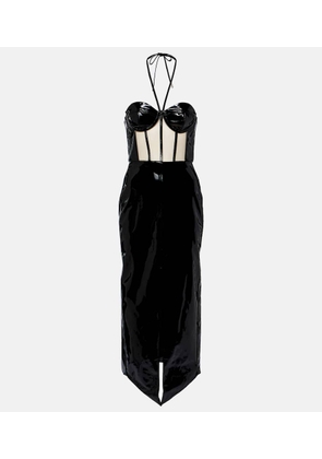 David Koma Corset patent leather midi dress