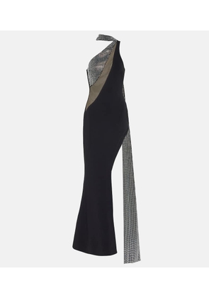 David Koma Crystal-embellished scarf gown