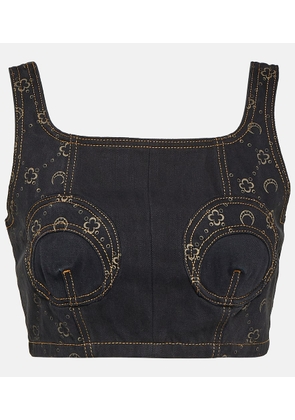 Marine Serre Regenerated cropped denim bustier