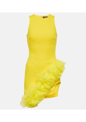 David Koma Ruffled virgin wool crepe minidress