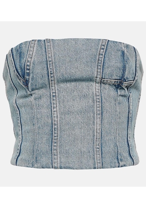 Amiri Ma paneled denim bustier top