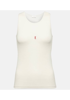 Saint Laurent Cassandre ribbed-knit wool tank top