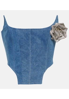 Giuseppe di Morabito Floral-applique denim bustier