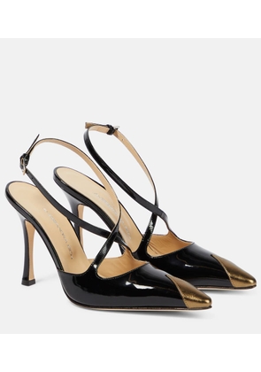 Alessandra Rich Paneled patent leather pumps