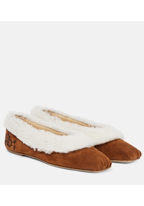 Magda Butrym Embroidered shearling ballet flats