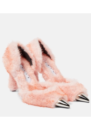 Area Dagger faux fur-trimmed pumps