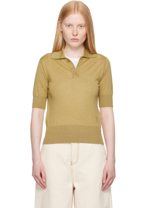 AMI Paris Khaki Wool Tonal Ami de Coeur Polo