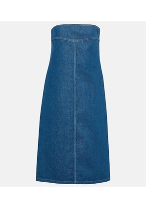 Ferragamo Strapless denim midi dress