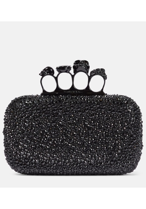 McQueen Knuckle embellished leather clutch