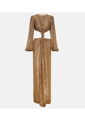 Costarellos Galena striped cutout fil coupe gown