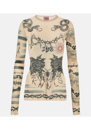 Jean Paul Gaultier x KNWLS printed mesh top