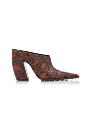 Bottega Veneta Tex Croc-Embossed Leather Mules - Moda Operandi