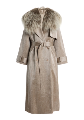 LAPOINTE Shearling-Trimmed Washed Cotton Coat - Moda Operandi