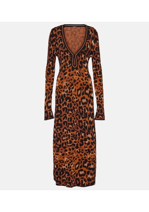 Johanna Ortiz Amur knitted leopard-print midi dress