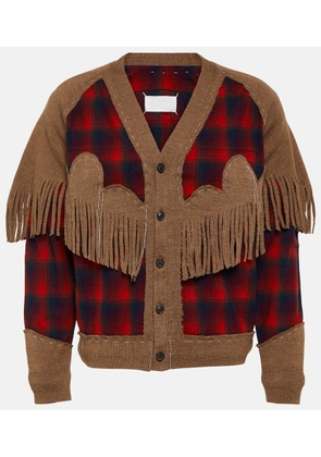 Maison Margiela Fringed checked wool cardigan