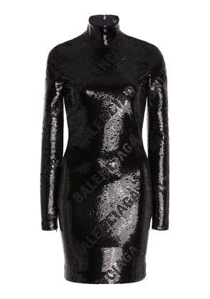 Balenciaga Turtleneck Sequin Mini Dress - Moda Operandi