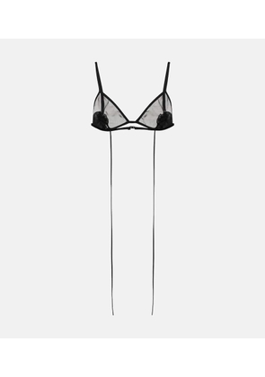 Nensi Dojaka Floral-applique mesh bra