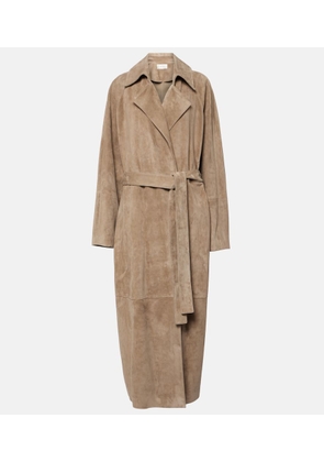 The Row Poseidone suede coat