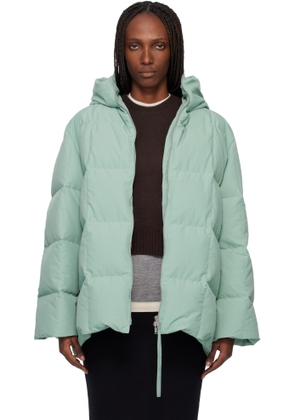 Jil Sander Green Quilted Down Jacket