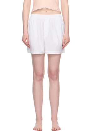 SKIMS White Cotton Poplin Boxer Pyjama Shorts