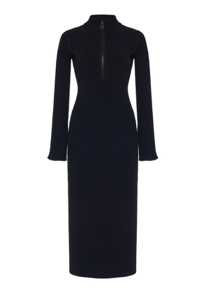 Moncler Half-Zip Knit Crepe Midi Dress - Moda Operandi