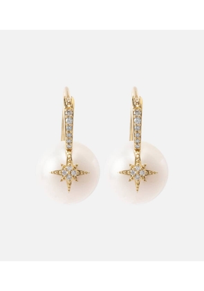 Sydney Evan Starburst 14kt gold earrings with diamonds and pearls