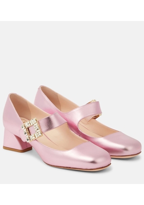 Roger Vivier Tres Vivier metallic leather Mary Jane pumps