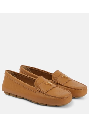 Prada Logo leather moccasins