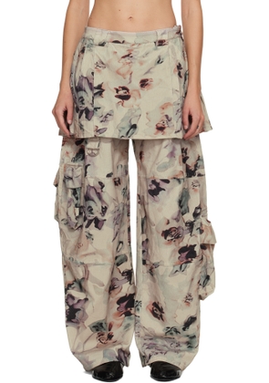 Collina Strada Beige Lawn Skirt Cargo Pants