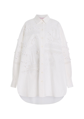 Carolina Herrera Embroidered Stretch-Cotton Button-Down Top - Moda Operandi