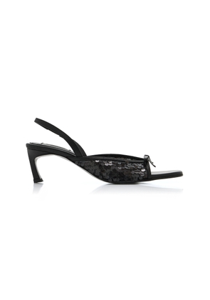 Reike Nen Nabi Bow-Detailed Sequined-Mesh Slingback Sandals - Moda Operandi