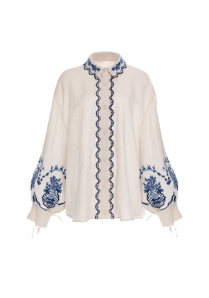 Agua by Agua Bendita Abadía Embroidered Linen Blouse - Moda Operandi