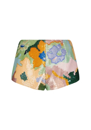 La Fuori Floral Jacquard Embroidered Shorts - Moda Operandi