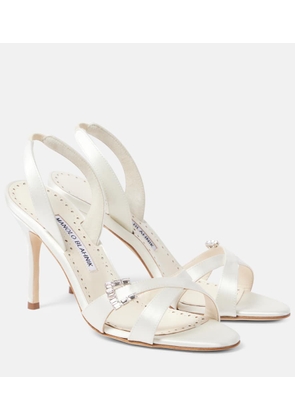 Manolo Blahnik Ramisli embellished satin slingback sandals