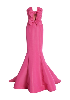 Oscar de la Renta Strapless Bow-Detailed Silk Trumpet Maxi Dress - Moda Operandi