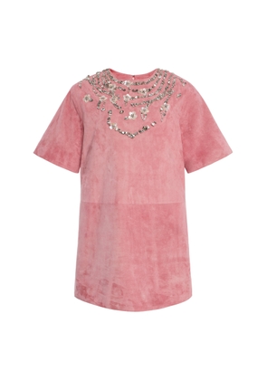 Oscar de la Renta Embellished Suede Mini Dress - Moda Operandi