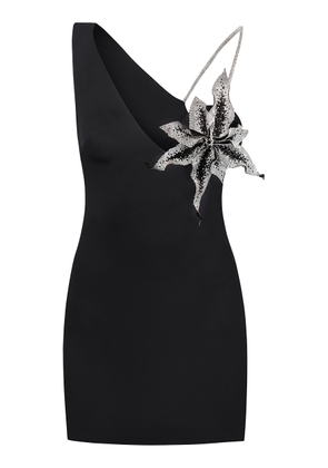 NUÉ Orchid-Embellished Satin Mini Dress - Moda Operandi