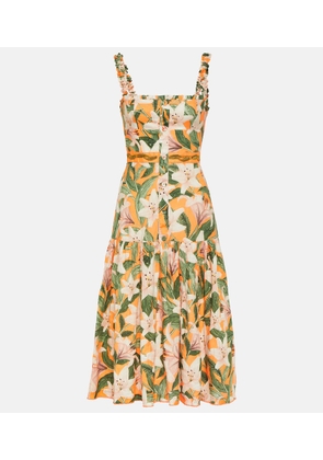 Agua by Agua Bendita Nispero floral linen midi dress
