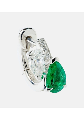 Repossi Serti Sur Vide 18kt white gold single earring with diamonds and emerald