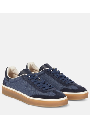 Loro Piana Tennis Walk suede-trimmed denim sneakers
