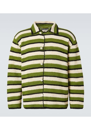 Bode Weedy striped crochet cotton shirt