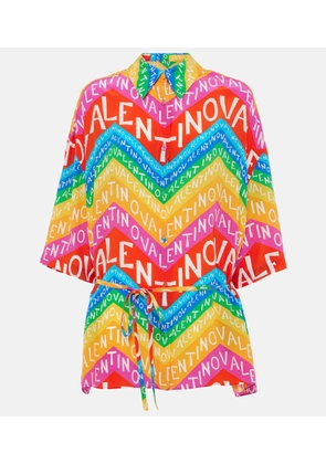 Valentino Logo silk shirt dress