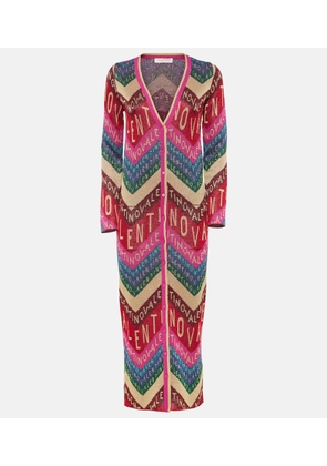 Valentino Logo knitted jacquard midi dress