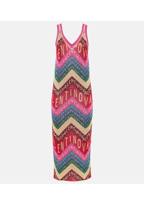 Valentino Valentino Chevron lame midi dress