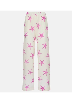Valentino Printed high-rise silk wide-leg pants