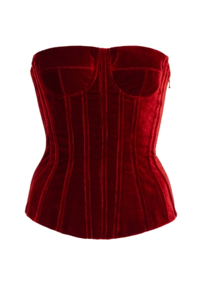 Sergio Hudson Strapless Velvet Corset Top - Moda Operandi