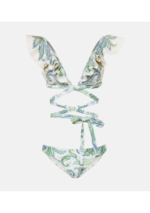 Zimmermann Ottie ruffled paisley bikini