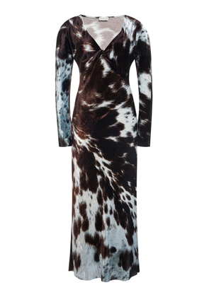 Dries Van Noten Duska Cow-Printed Silk-Velvet Midi Dress - Moda Operandi