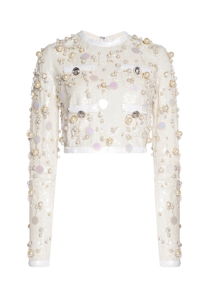 Giambattista Valli Pearl-Embellished Crop Top - Moda Operandi